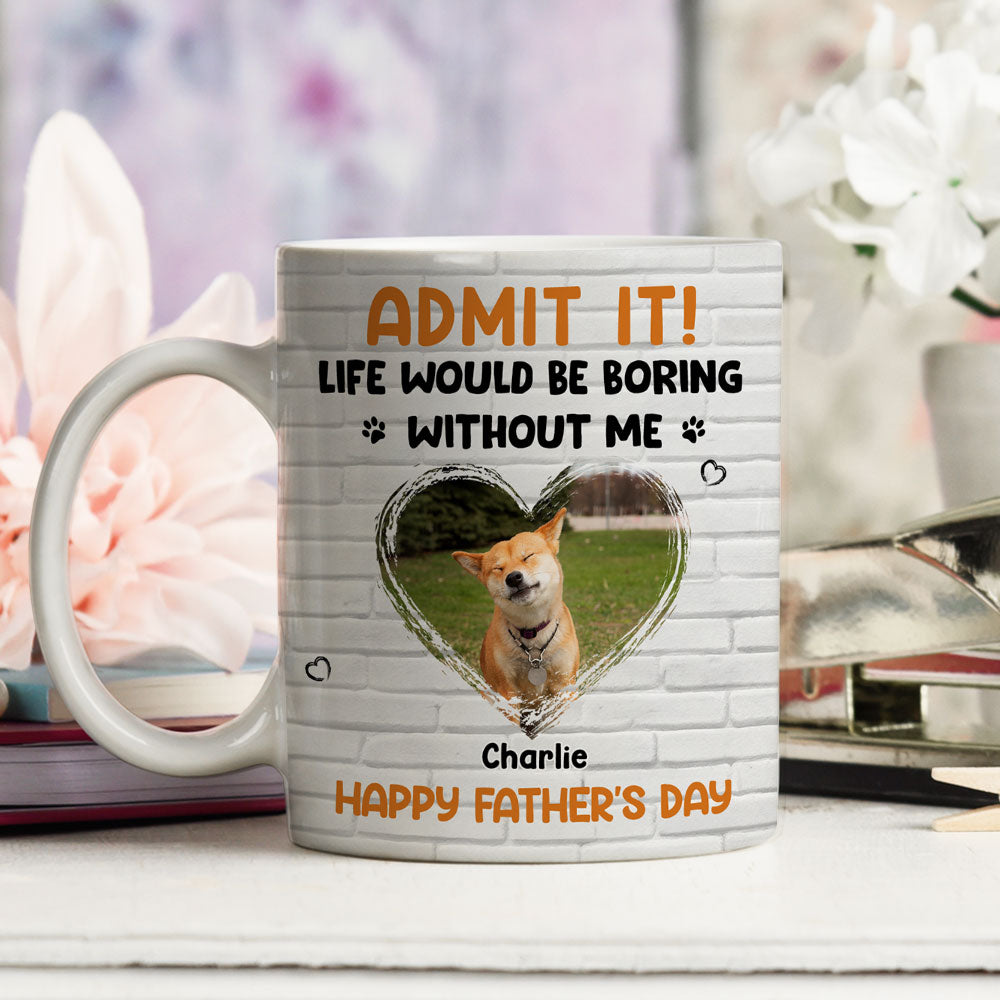 Custom Photo Father's day Birthday Gifts For Dog Dad, Dog Lovers • Admit It Dad Orange Photo - Personalized Coffee Mug