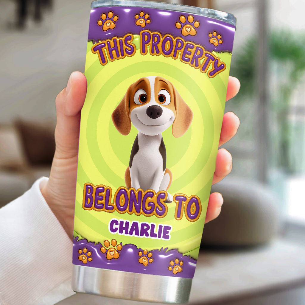 Custom Christmas Birthday Gifts For Dog Lovers • This Property Belongs To Dogs Cartoon - Personalized 3D Inflated Effect Tumbler