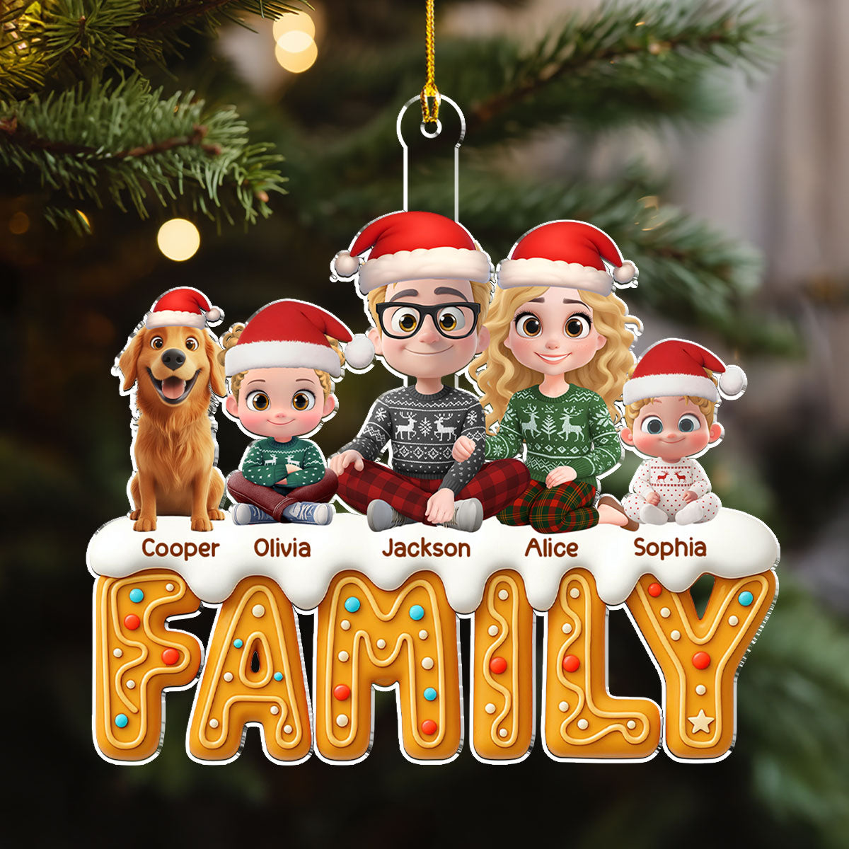 Custom Christmas Decor Home Birthday Gifts For Dog Lovers • Family Of This Year - Personalized Acrylic Ornament