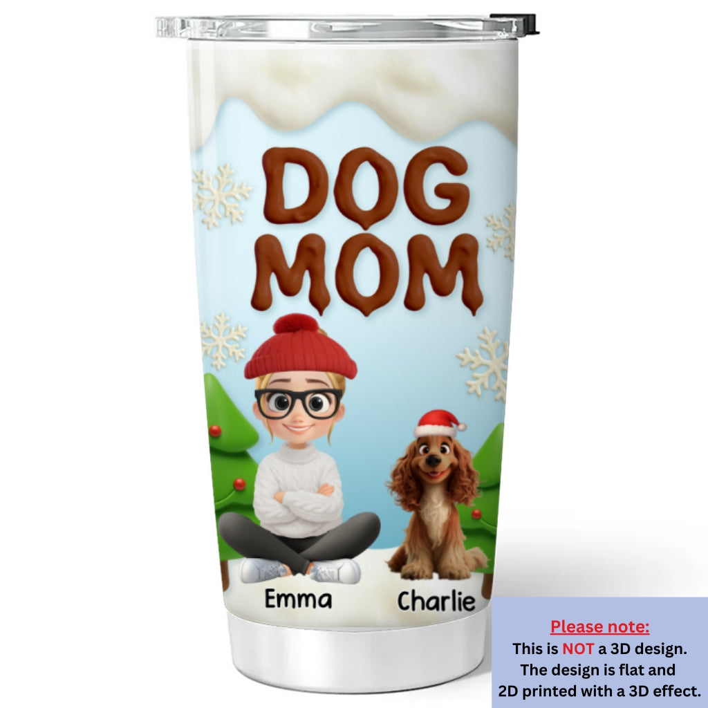 Custom Christmas Birthday Gifts For Dog Lovers • Dog Mom Dad Christmas Color - Personalized 3D Effect Tumbler