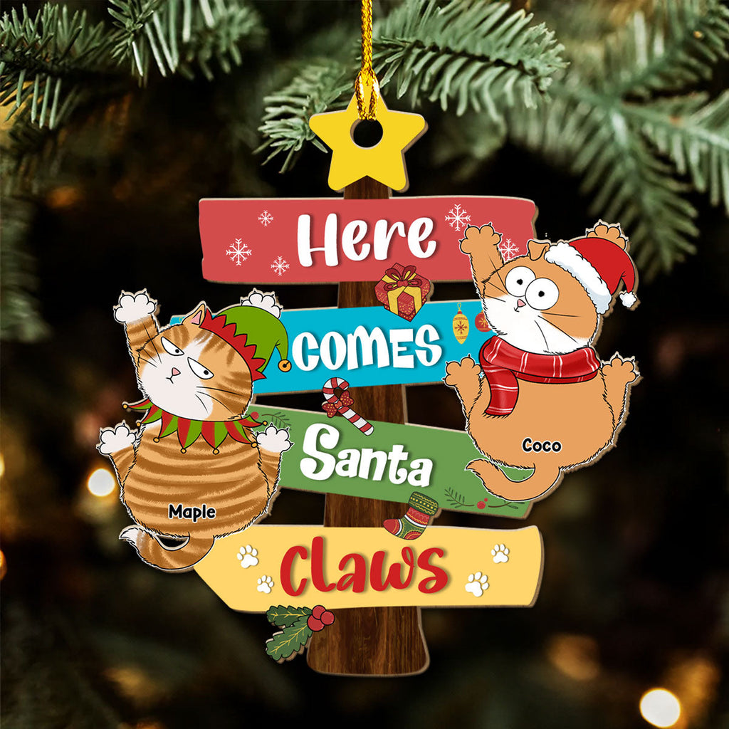 Here Comes Santa Paws - Personalized Wood Ornament