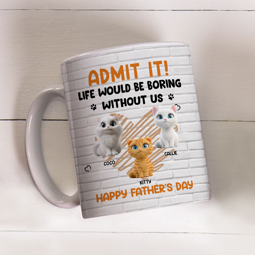 Custom Father's day Birthday Gifts For Cat Dad, Cat Lovers • Admit It Cat Dad Orange - Personalized Coffee Mug