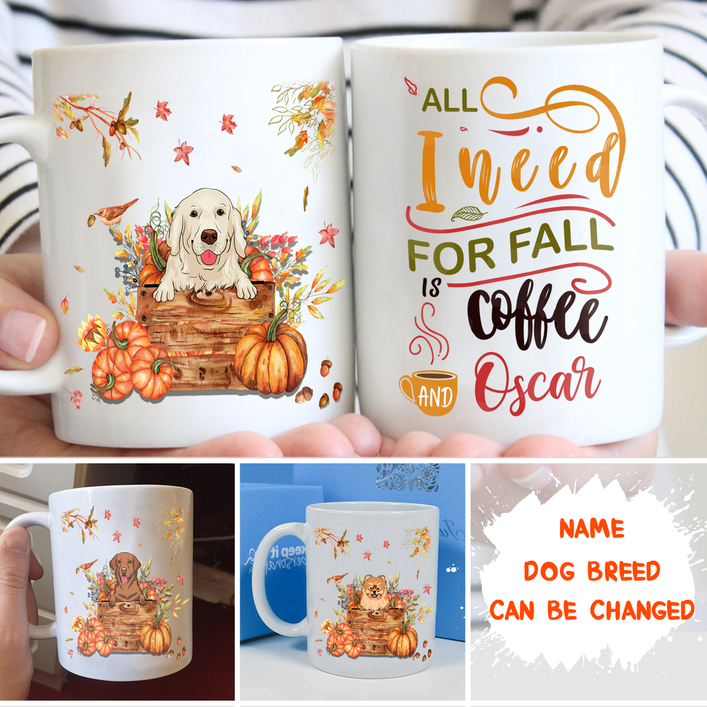 Fall, Coffee And Dog - Personalized Coffee Mug