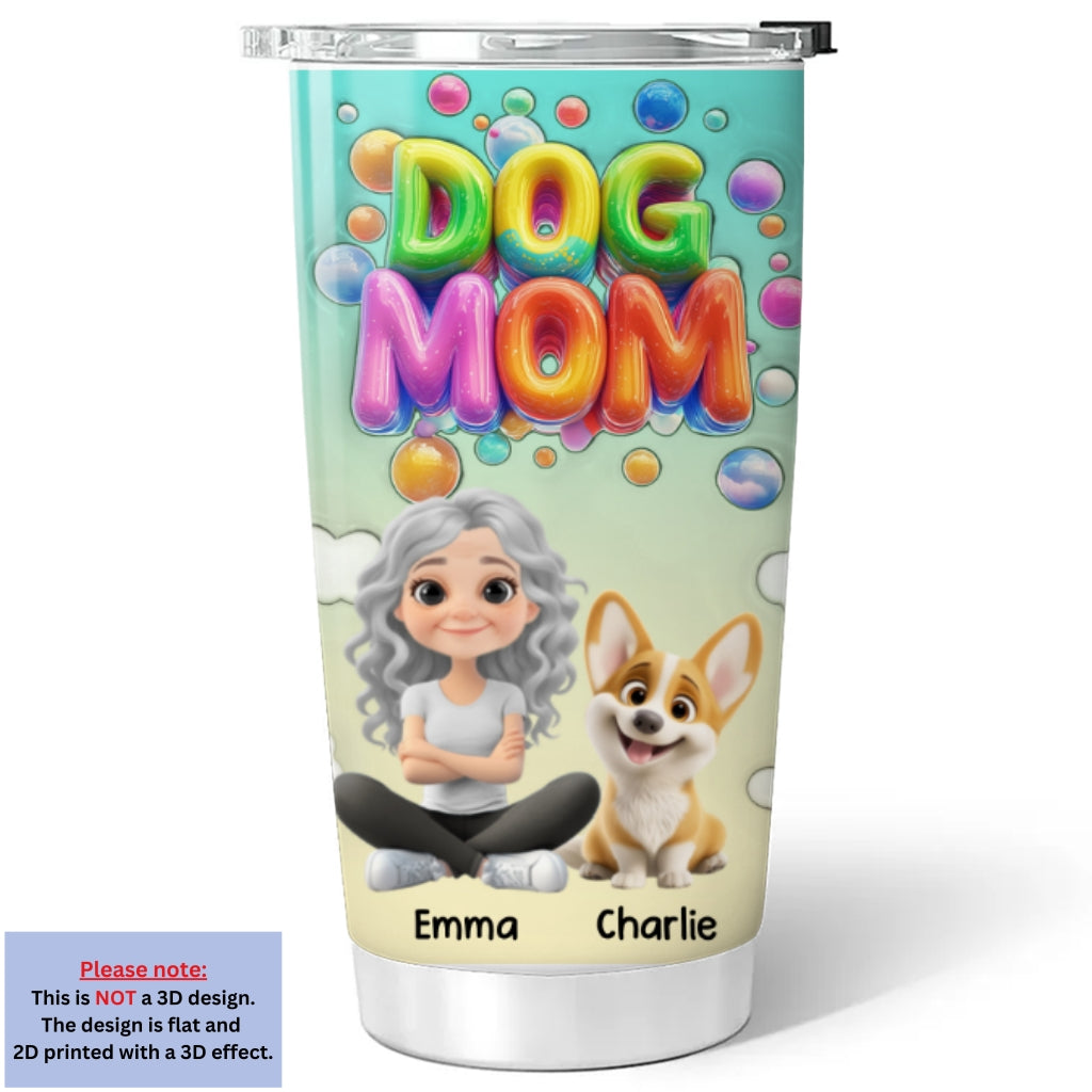 Custom Christmas Birthday Gifts For Dog Mom, Dog Lovers • Puppy Love Moments Cartoonize - Personalized 3D Inflated Effect Tumbler