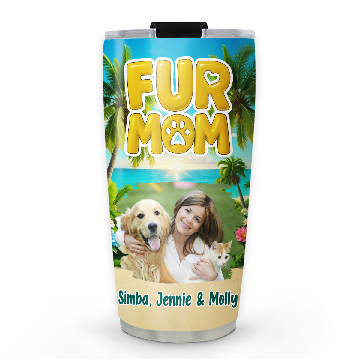 Custom Photo Christmas Birthday Gifts For Pet Mom, Pet Lovers • Fur Babies Mom Summer Photo - Personalized Tumbler