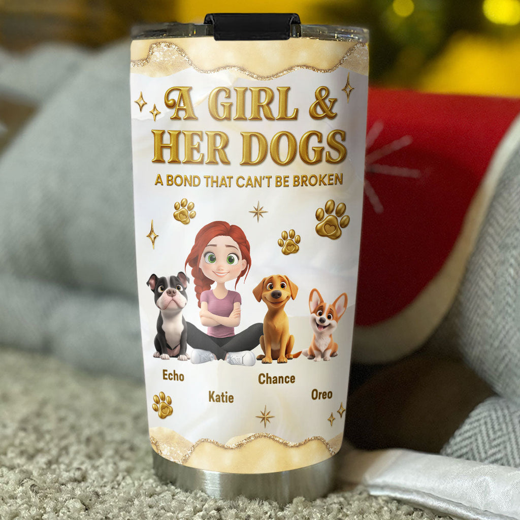 Custom Christmas Birthday Gifts For Pet Mom, Pet Lovers • Girl And Pet Yellow - Personalized 3D Effect Tumbler