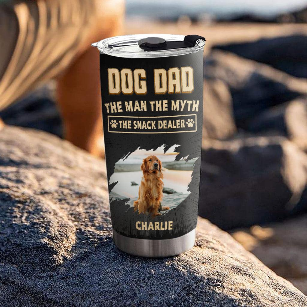 Custom Photo Father's day Birthday Gifts For Dog Dad, Dog Lovers • The Snack Dealer Dog Dad Photo - Personalized Tumbler
