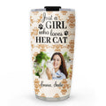 Custom Photo Christmas Birthday Gifts For Pet Mom, Pet Lovers • Pumskin Cat Autumn Photo - Personalized Tumbler
