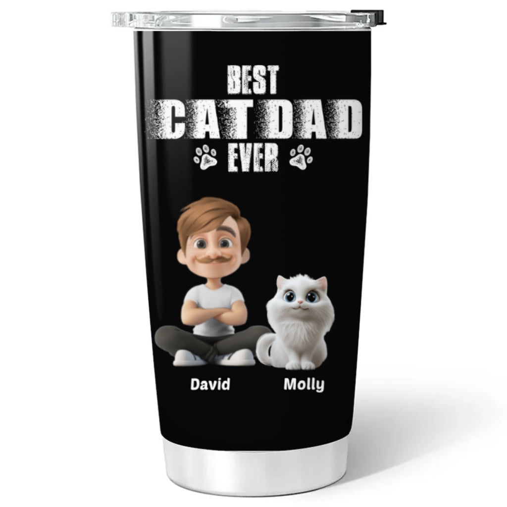 Custom Father's day Birthday Gifts For Cat Dad, Cat Lovers • Best Dad Ever Cat Version 2 - Personalized Tumbler