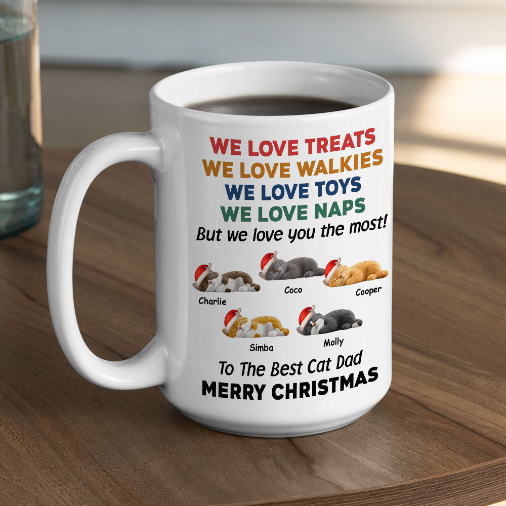 Custom Christmas Birthday Gifts For Cat Lovers • Cats Love You Snow Ver - Personalized Coffee Mug