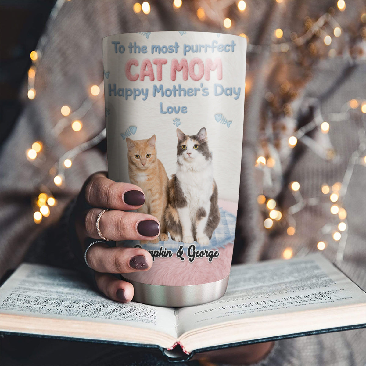 Custom Photo Mother's day Birthday Gifts For Cat Mom, Cat Lovers • The Most Perfect One We Could Find Photo - Personalized 3D Effect Tumbler