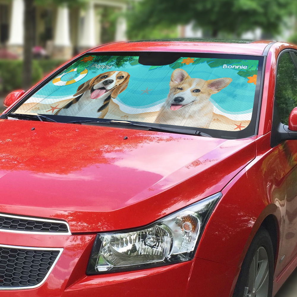 Custom Christmas Birthday Gifts Car Accessories for Dog Parents • Dog Hello Summer Photo - Personalized Car Sunshade