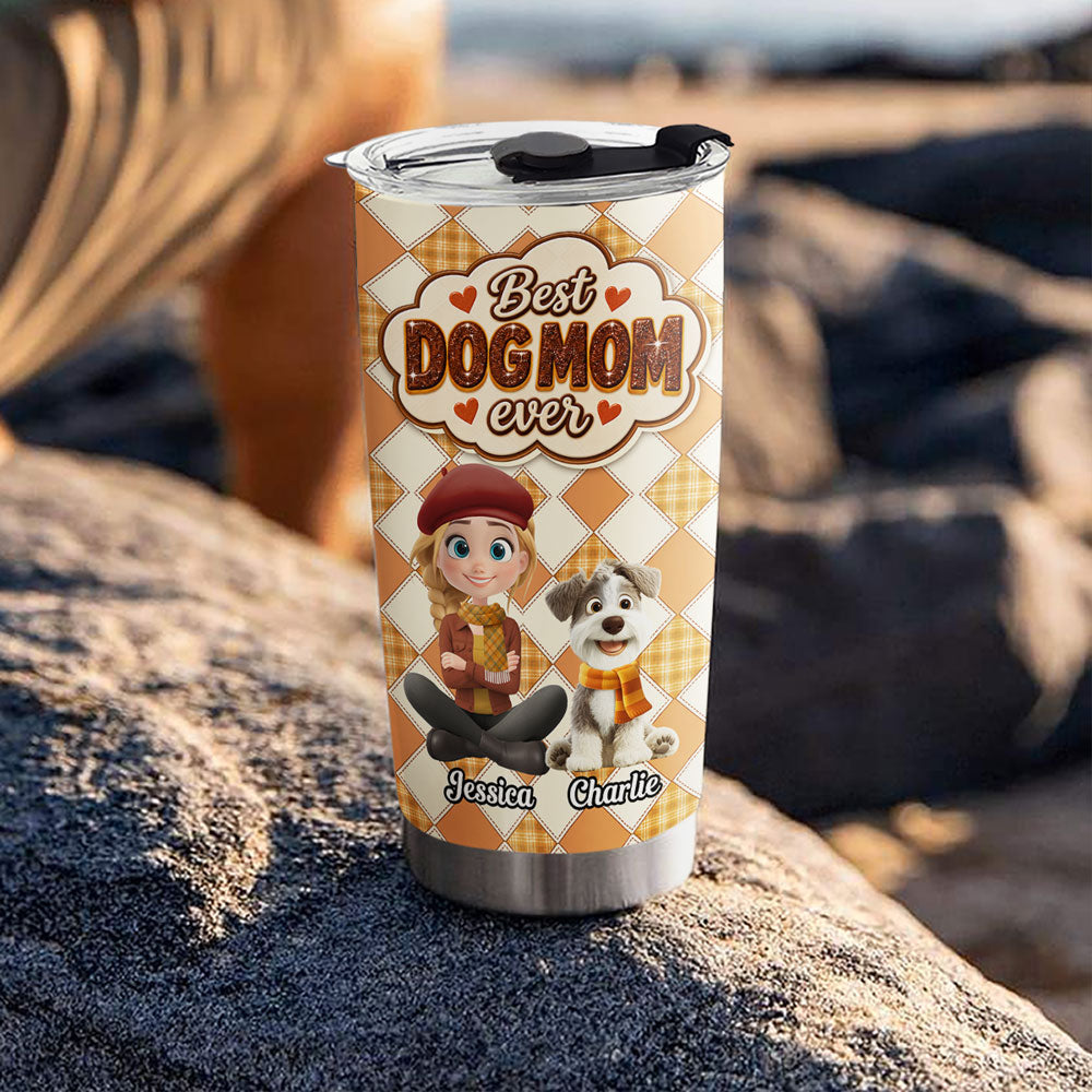 Custom Christmas Birthday Gifts For Dog Lovers • Lucky Dog Mom - Personalized 3D Effect Tumbler