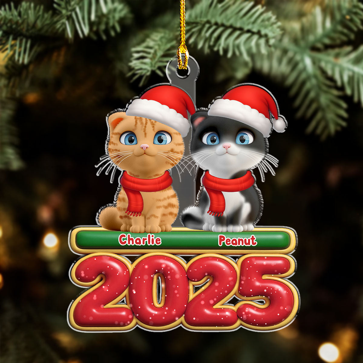 Custom Christmas Decor Home Birthday Gifts For Cat Lovers • My Cat Is Here - Personalized Acrylic Ornament