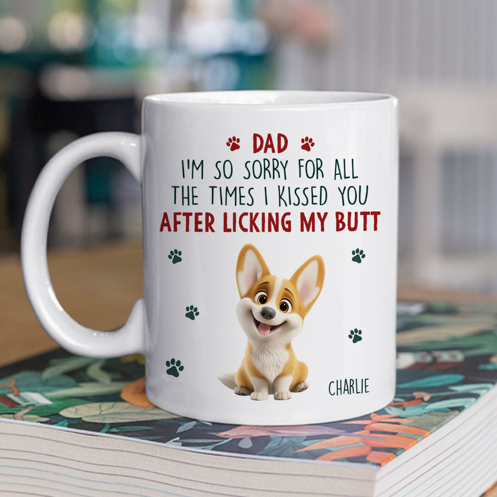 Custom Christmas Birthday Gifts For Dog Lovers • Sorry Mom Dad Cartoon - Personalized Coffee Mug