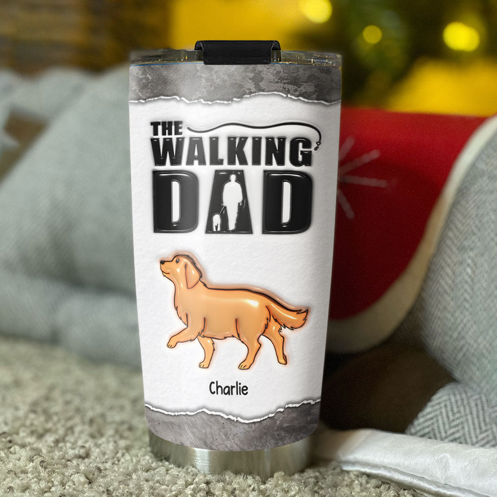 Custom Christmas Birthday Gifts For Dog Lovers • Walking With My Dad - Personalized 3D Inflated Effect Tumbler