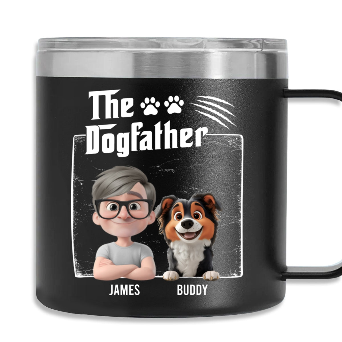 Custom Christmas Birthday Gifts For Dog Dad, Dog Lovers • The Father Of Dog - Personalized 14oz Stainless Steel Tumbler With Handle