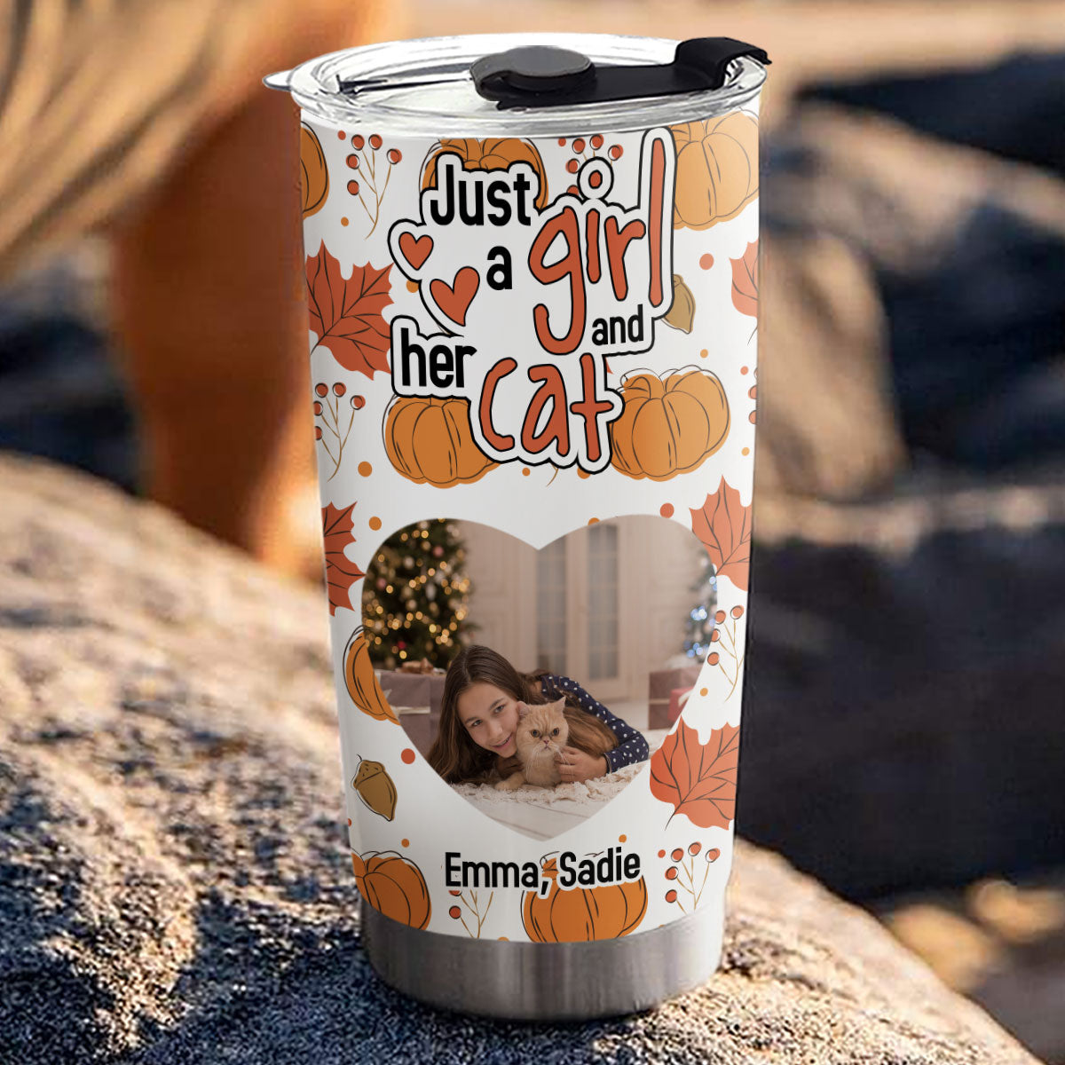 Custom Photo Christmas Birthday Gifts For Cat Mom, Cat Lovers • Falling For Cats Photo - Personalized Tumbler