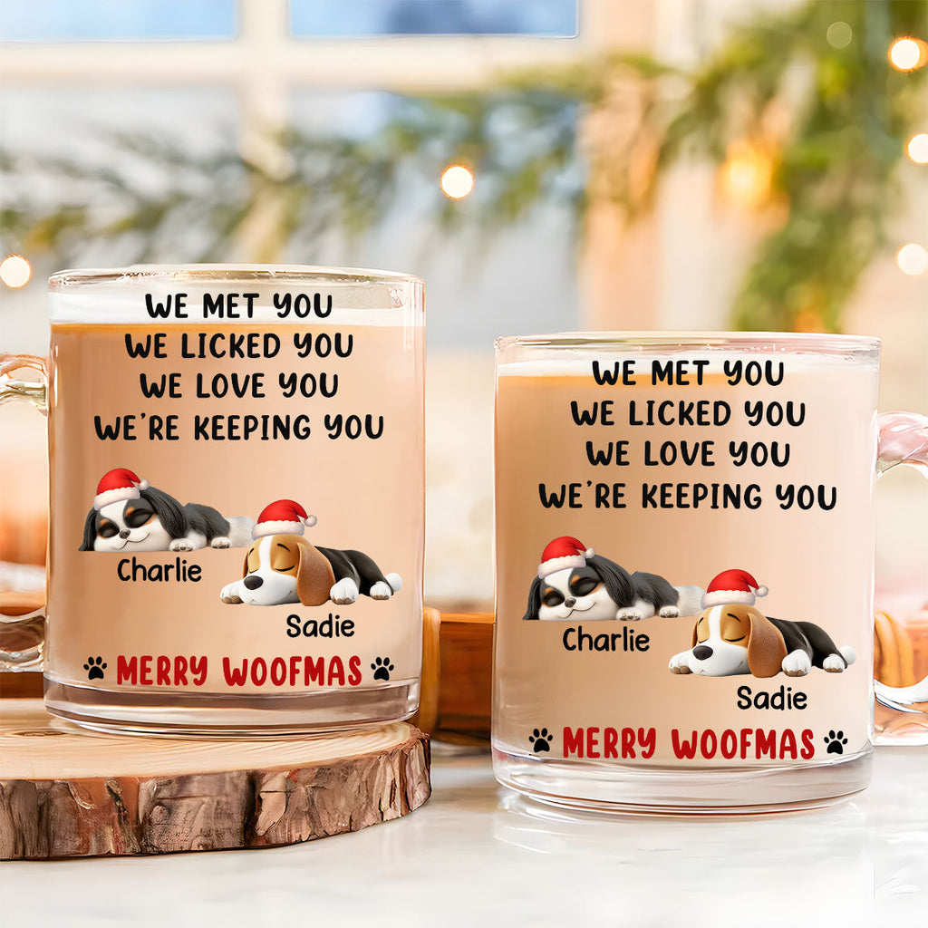 Custom Christmas Birthday Gifts For Dog Lovers • We Licked And Love You Ver Christmas - Personalized Glass Mug