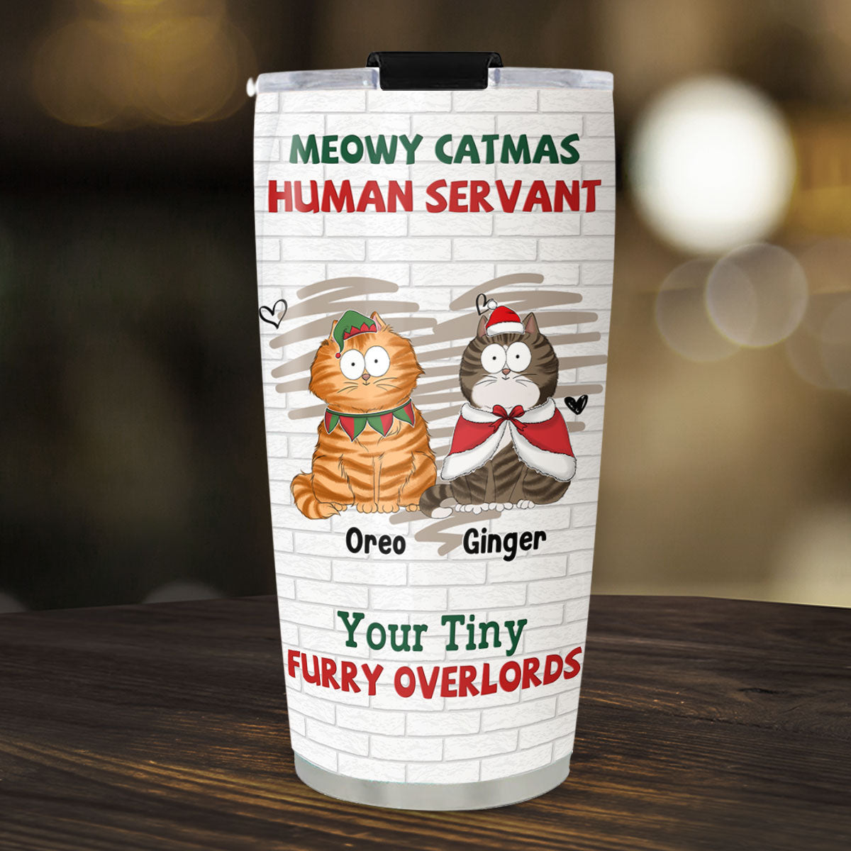 Custom Mother's day Birthday Gifts For Pet Mom, Pet Lovers • Tiny Cat Overlord Christmas - Personalized Tumbler