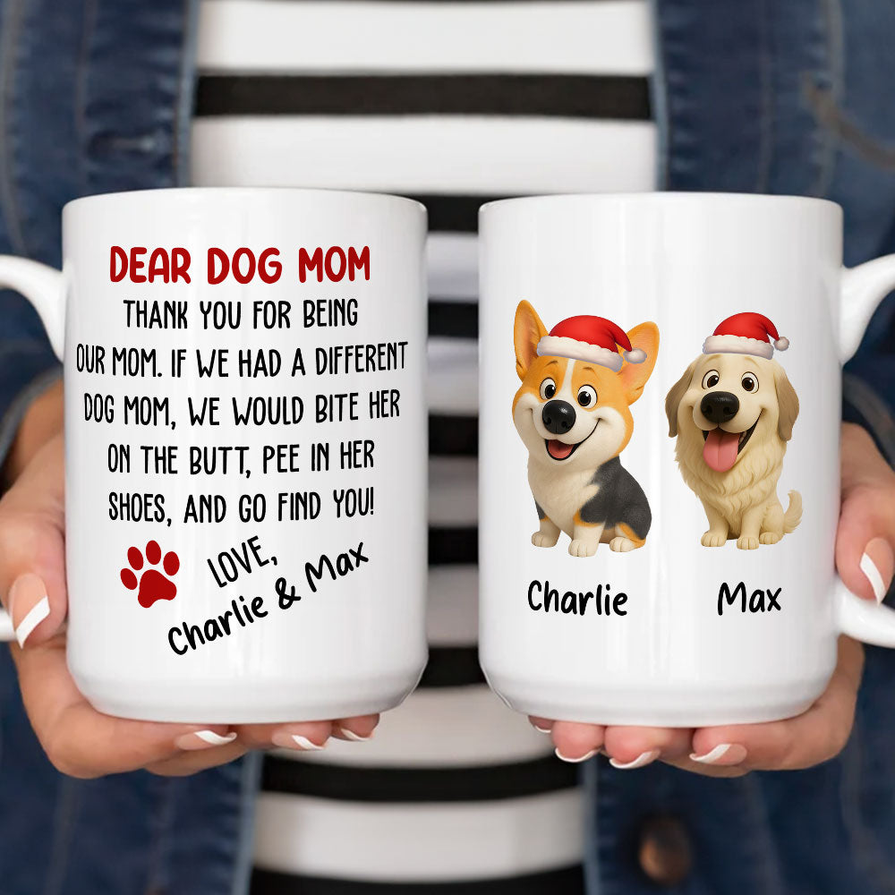 Custom Christmas Birthday Gifts For Dog Mom, Dog Lovers • Dear Dog Mom - Personalized Coffee Mug