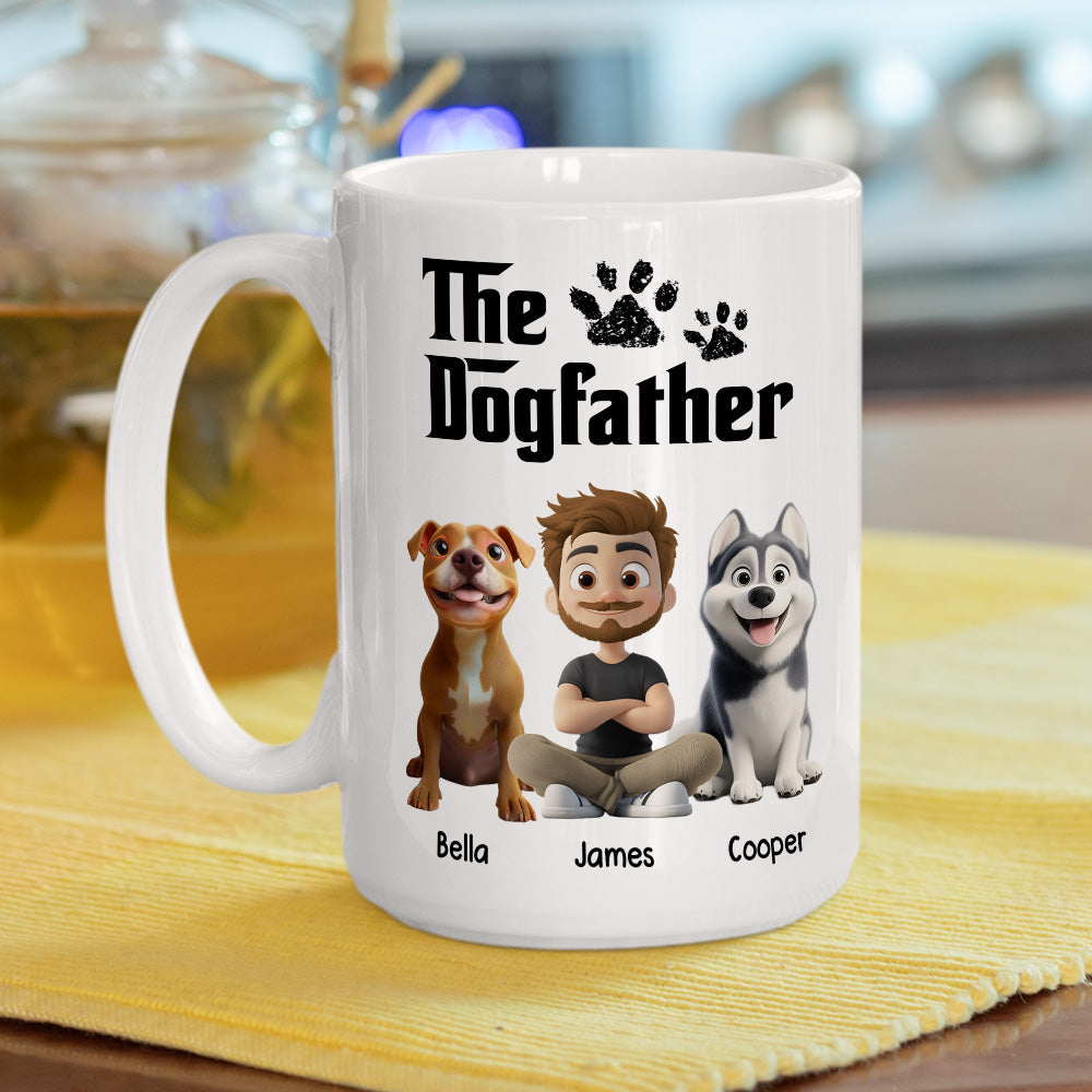 Custom Father's day Birthday Gifts For Dog Dad, Dog Lovers • White Cool Dog Father - Personalized Coffee Mug