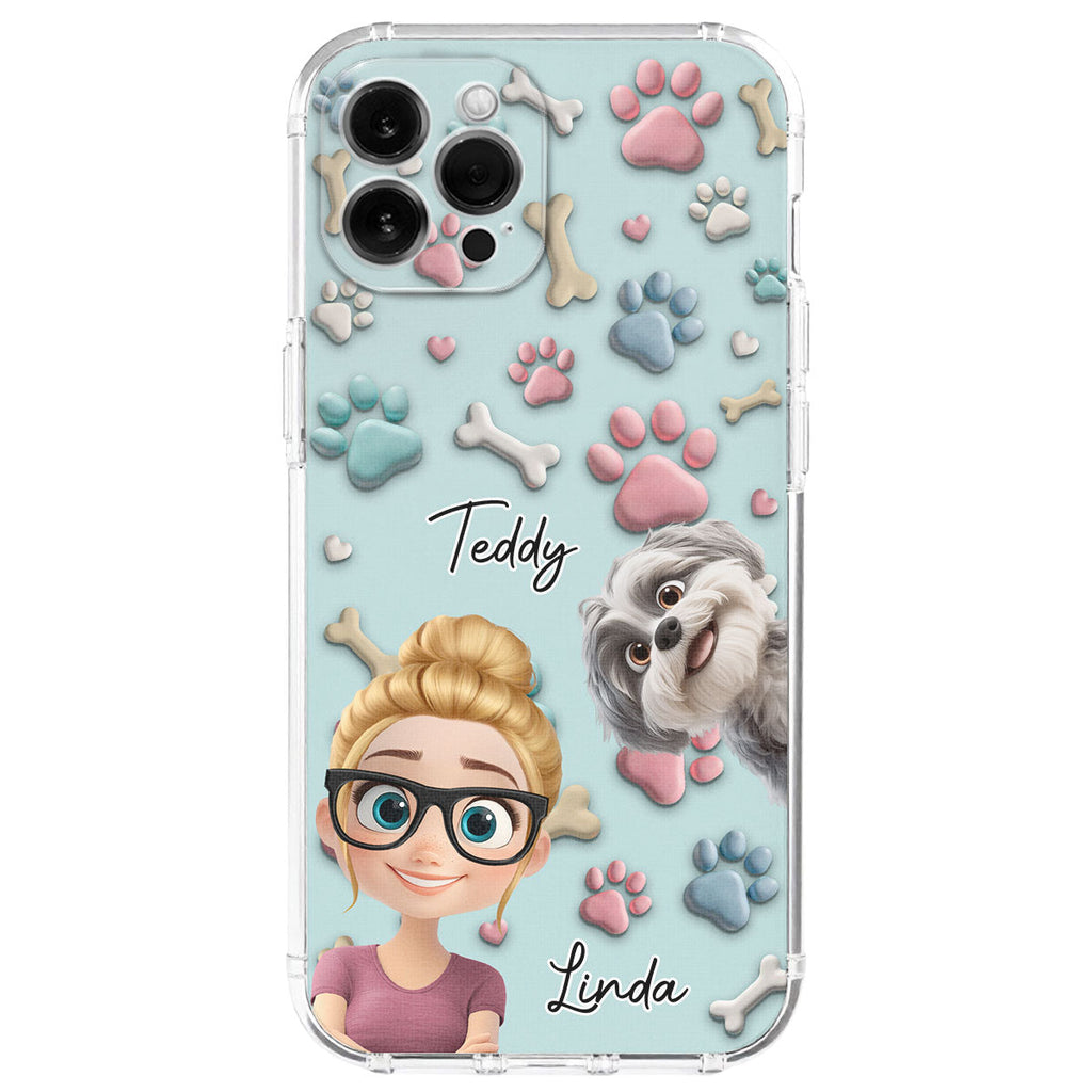 Custom Christmas Birthday Gifts For Dog Mom • Dog And Human Cartoon - Personalized Phone Case