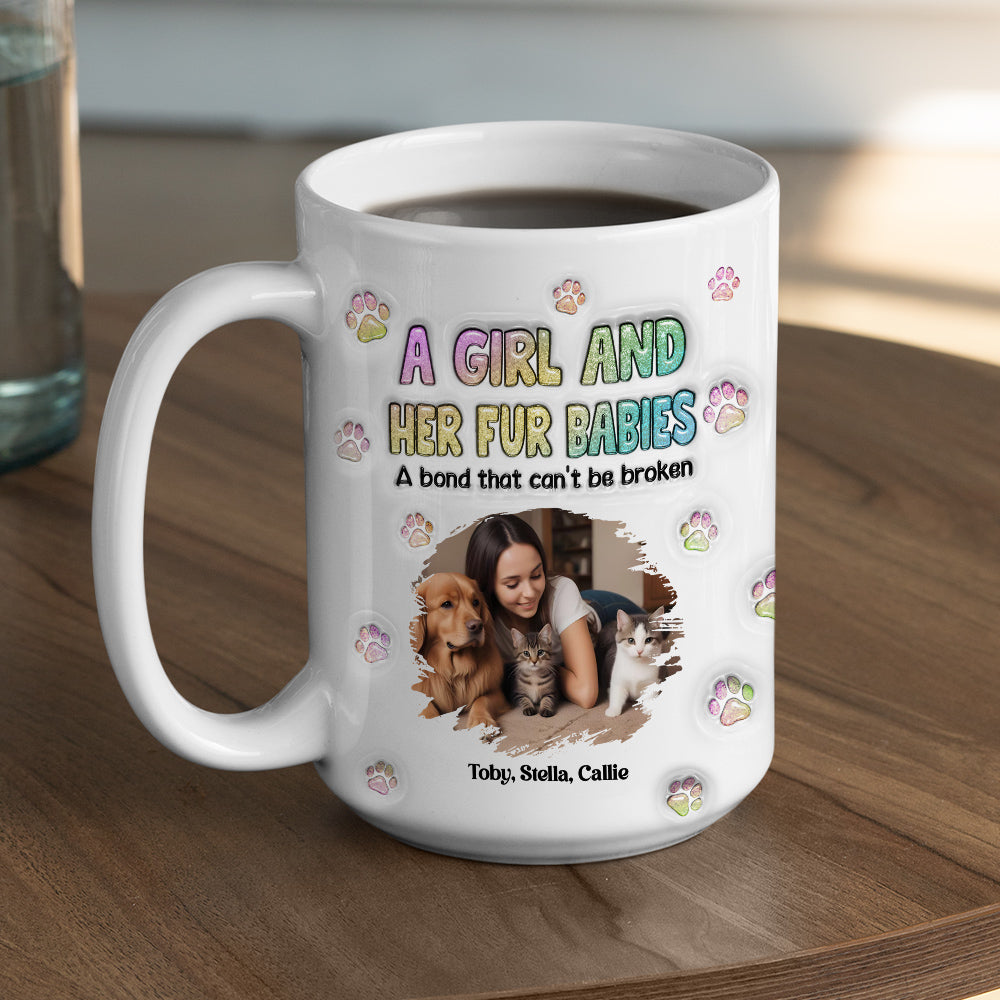 Custom Photo Christmas Birthday Gifts For Dog Mom, Dog Lovers • A Girl And Her Fur Babies Photo - Personalized 3D Inflated Effect Mug