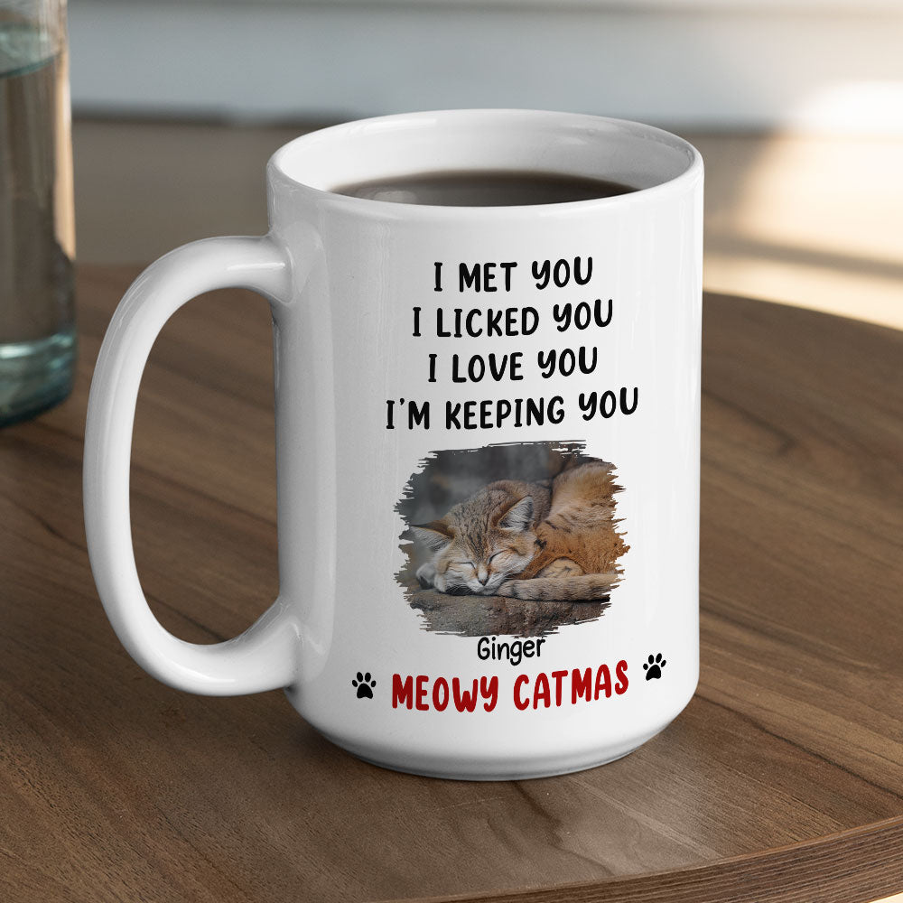Custom Photo Christmas Birthday Gifts For Cat Lovers • We Licked And Love You Ver Cat Christmas Photo - Personalized Coffee Mug
