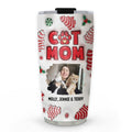 Custom Christmas Birthday Gifts For Pet Lovers • Cat Mom Christmas Cake Photo - Personalized 3D Inflated Effect Tumbler
