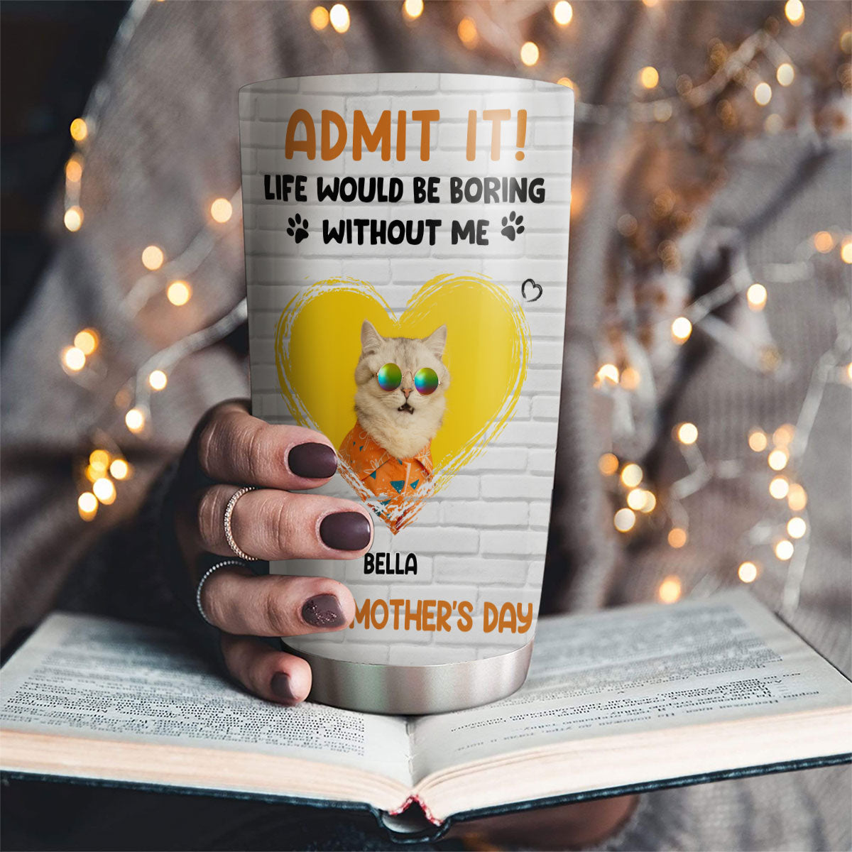 Custom Photo Mother's day Birthday Gifts For Cat Mom, Cat Lovers • Admit It Cat Orange Photo - Personalized Tumbler
