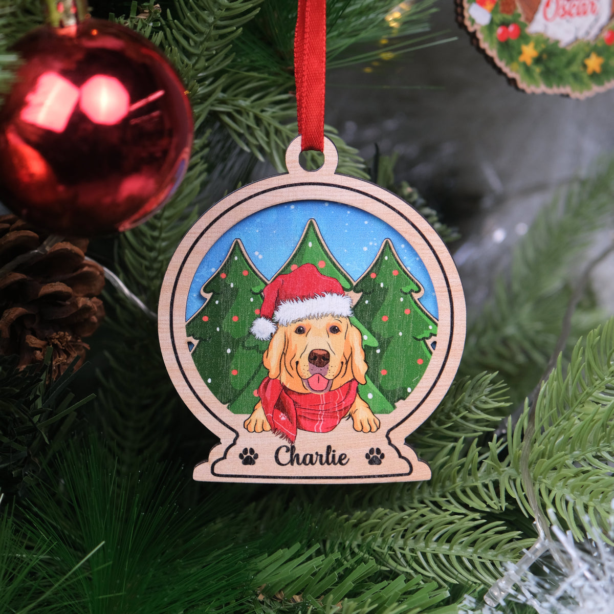 Custom Christmas Decor Home Birthday Gifts For Dog Lovers • Dog Snowball - Personalized 2-layered Wood Ornament