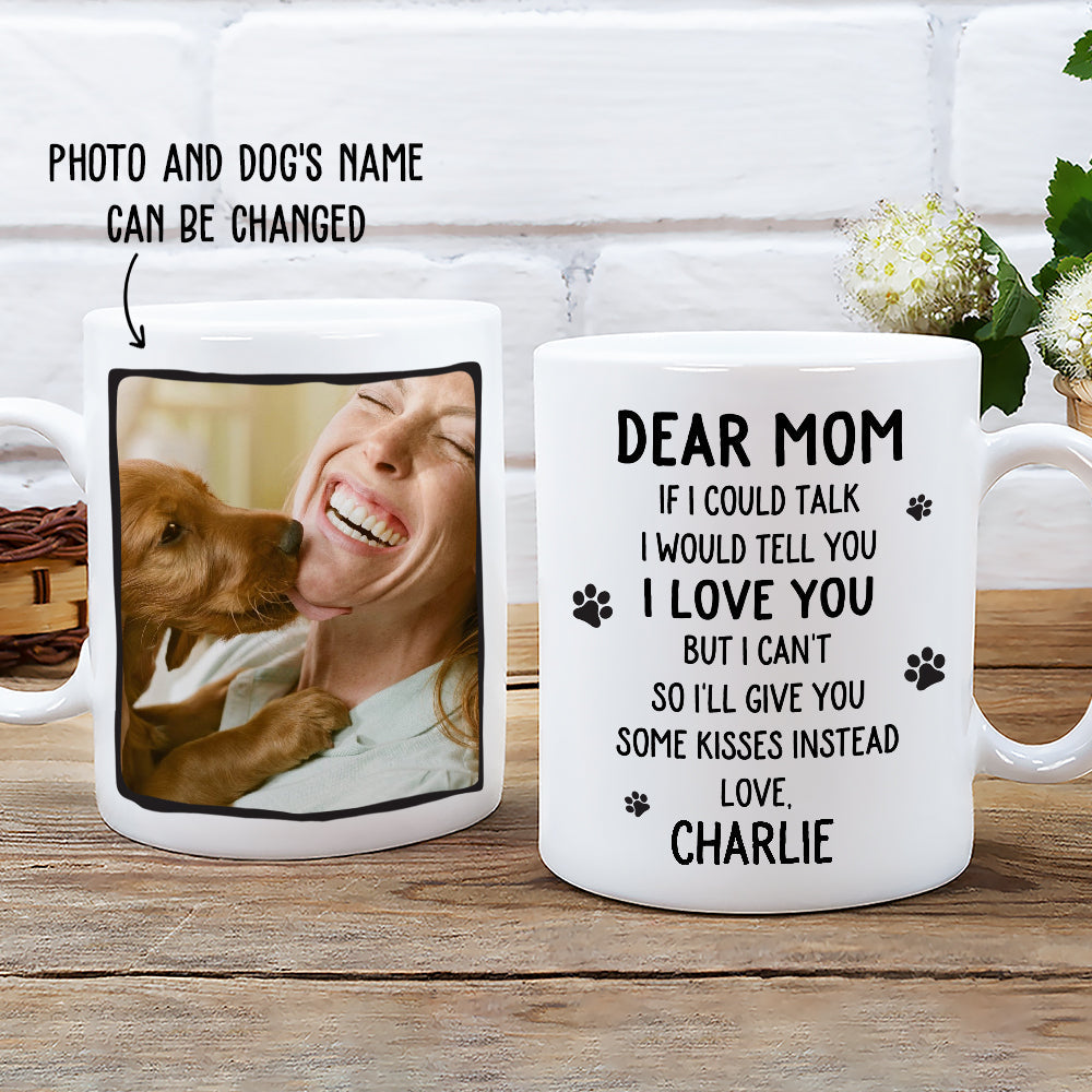 Custom Photo Christmas Birthday Gifts For Dog Lovers • Give Kisses Instead - Personalized Photo Coffee Mug