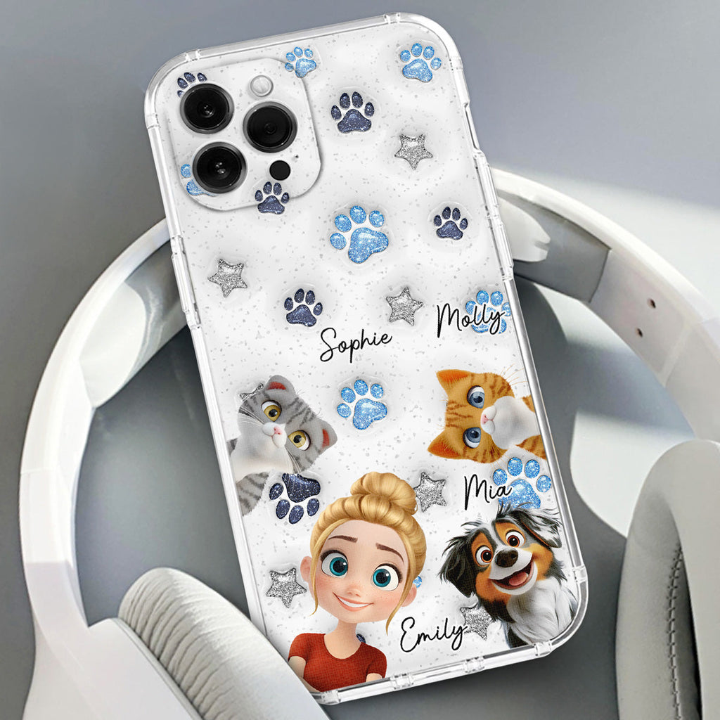 Fur Mom Dad Blue Star - Personalized 3D Inflated Effect Phone Case