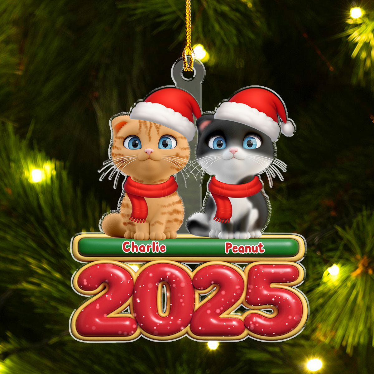 Custom Christmas Decor Home Birthday Gifts For Cat Lovers • My Cat Is Here - Personalized Acrylic Ornament