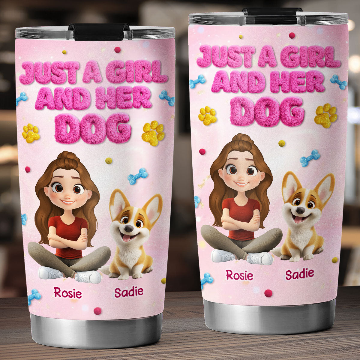 Custom Christmas Birthday Gifts For Dog Mom, Dog Lovers • With My Baby - Personalized 3D Effect Tumbler