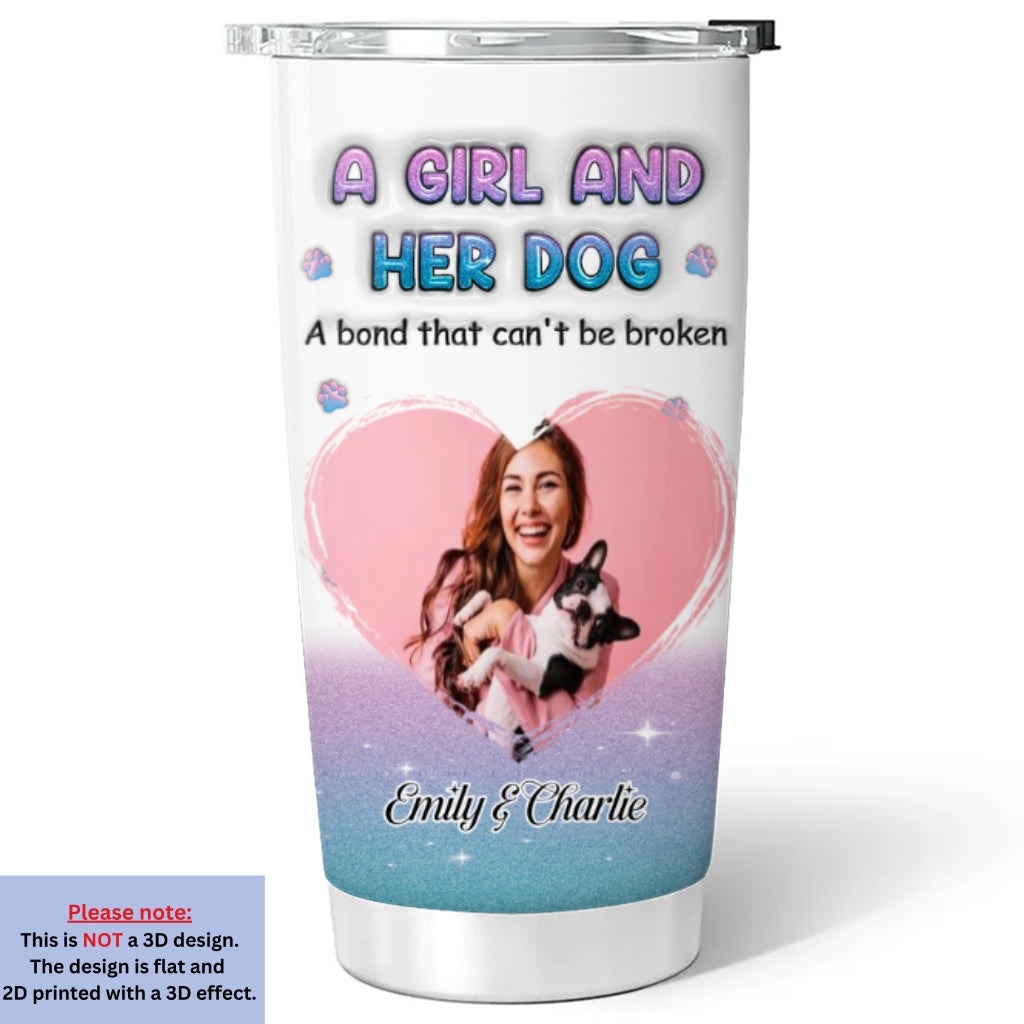 Custom Photo Christmas Birthday Gifts For Dog Mom, Dog Lovers • Blue Glitter Photo - Personalized 3D Inflated Tumbler