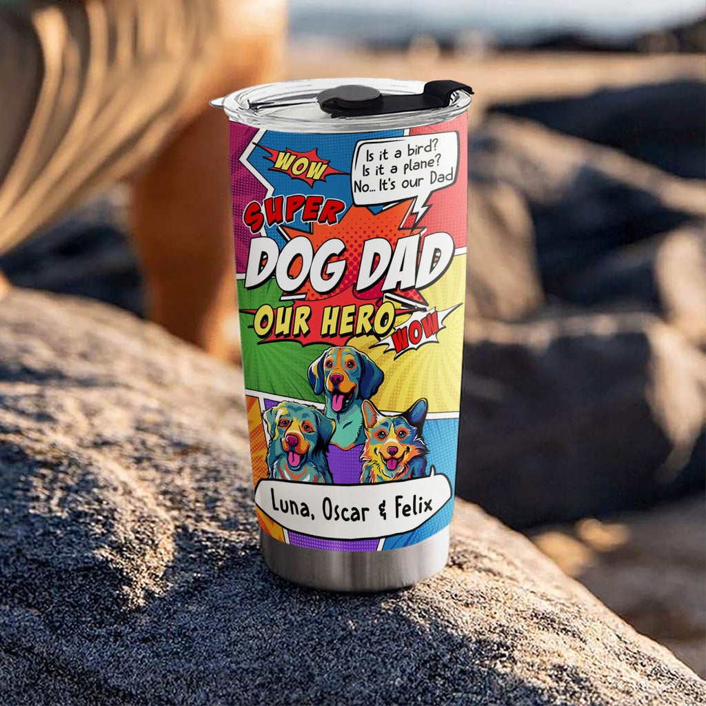 Custom Christmas Birthday Gifts For Dog Dad, Dog Lovers • Super Dog Dad - Personalized Tumbler
