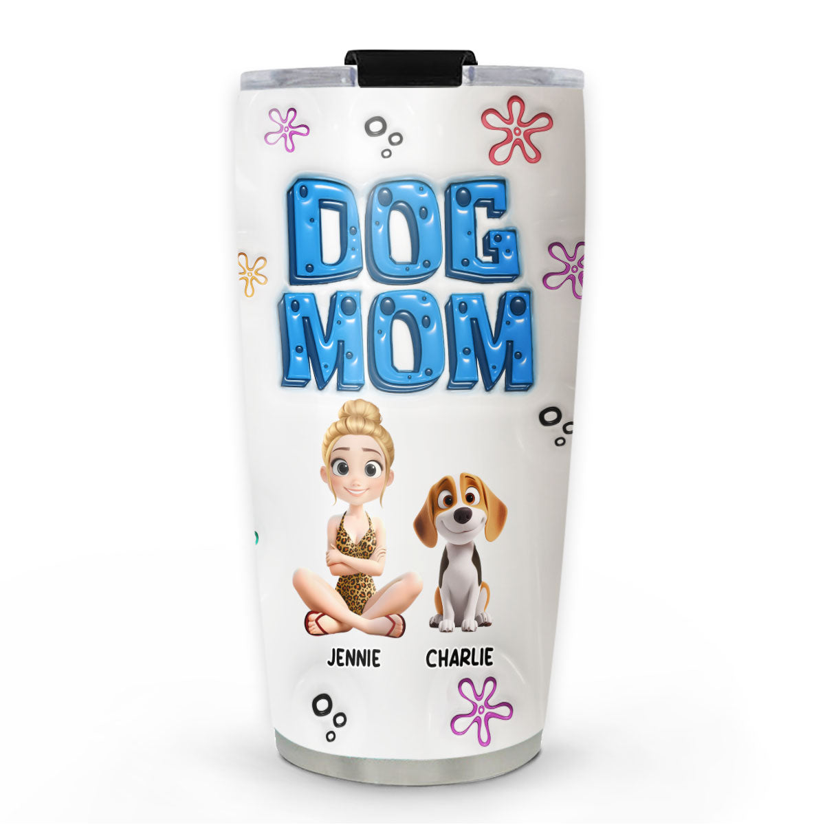 Custom Christmas Birthday Gifts For Dog Mom, Dog Lovers • Sponge Dog Mom Version 2 - Personalized 3D Inflated Effect Tumbler