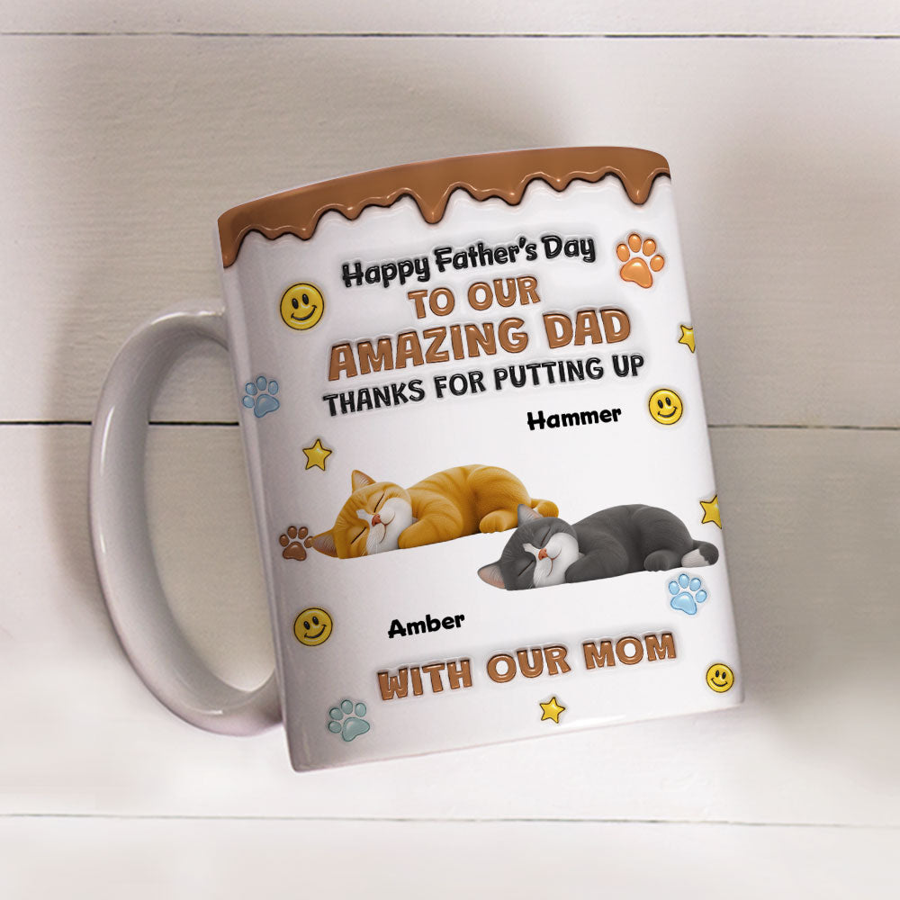Custom Father's day Birthday Gifts For Cat Dad, Cat Lovers • Thank You For All Things Cat Dad - Personalized 3D Inflated Effect Mug