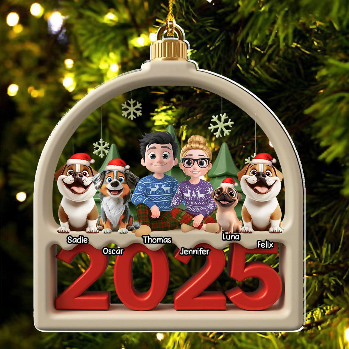Custom Christmas Decor Home Birthday Gifts For Dog Lovers • Family Furry And Paws - Personalized Acrylic Ornament