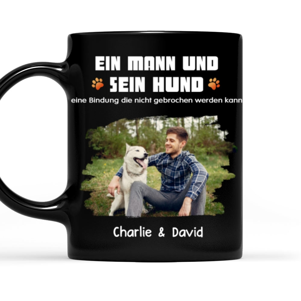 Custom Photo Christmas Birthday Gifts For Dog Lovers • Mensch und sein Hund Cartoon Weihnachtsfoto – Personalisierte Kaffeetasse