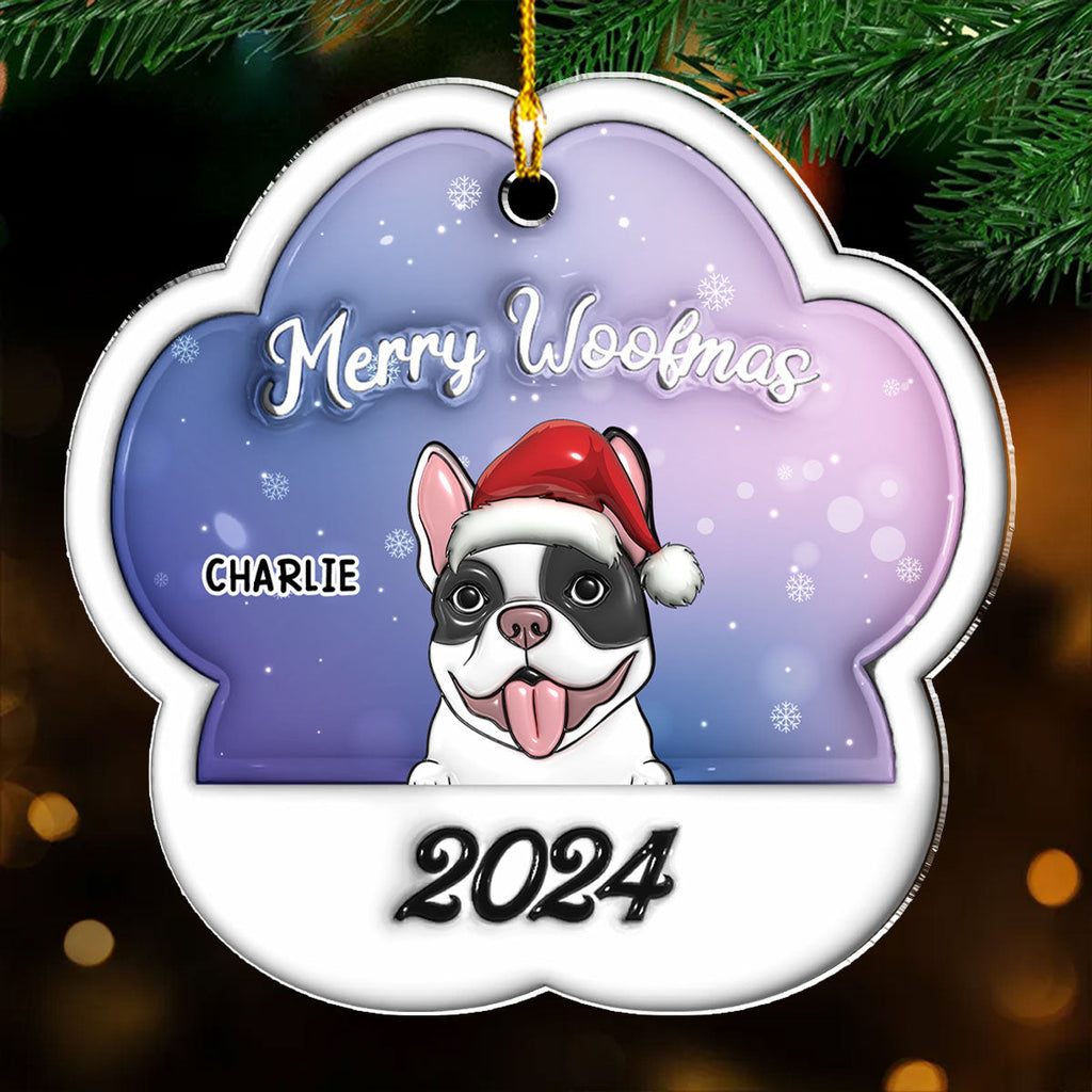 Merry Woofmas 2024 - Personalized 3D Inflated Effect Acrylic Ornament