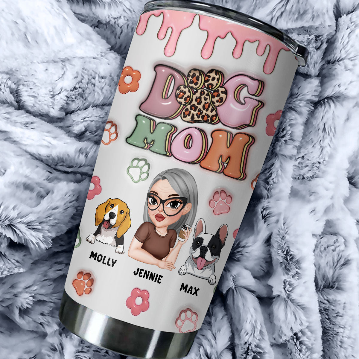 Custom Mother's day Birthday Gifts For Pet Mom, Pet Lovers • Dog Mama Slay - Personalized 3D Inflated Effect Tumbler