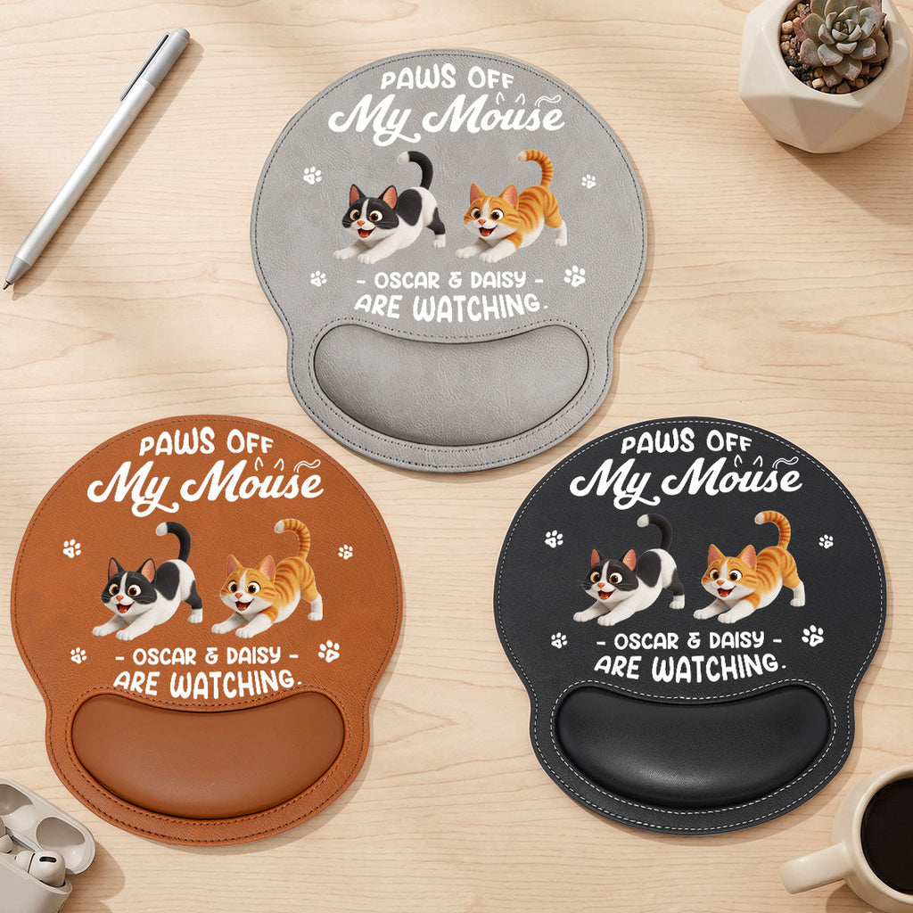 Paws Off My Mouse - Personalized Leather Mouse Pad