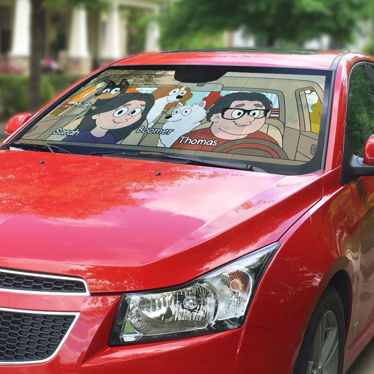 Custom Christmas Birthday Gifts Car Accessories for Dog Parents • Paint The Town Blue - Personalized Car Sunshade