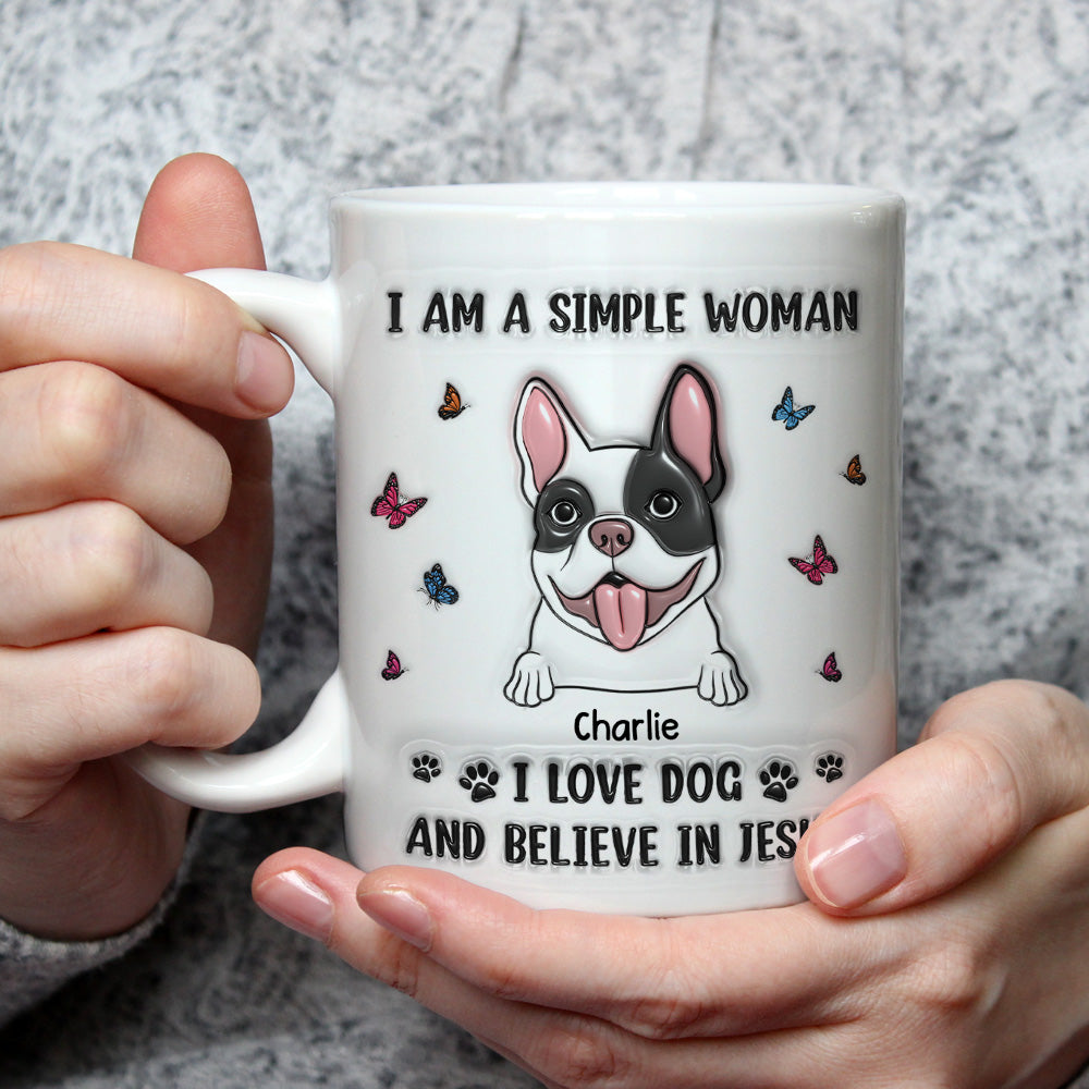 Custom Christmas Birthday Gifts For Dog Lovers • Simple Woman And Dogs - Personalized 3D Inflated Effect Mug