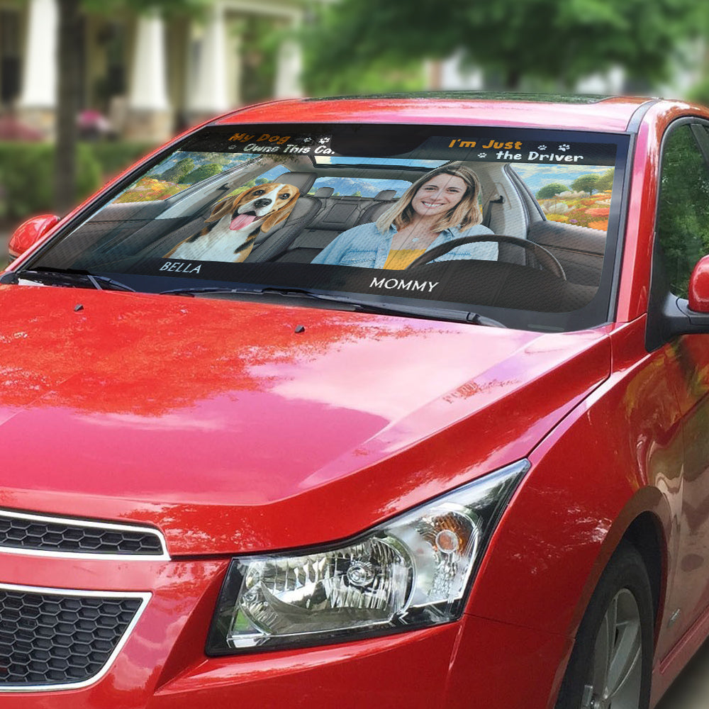Custom Christmas Birthday Gifts Car Accessories for Dog Parents • My Dog Owns This Car Photo - Personalized Car Sunshade
