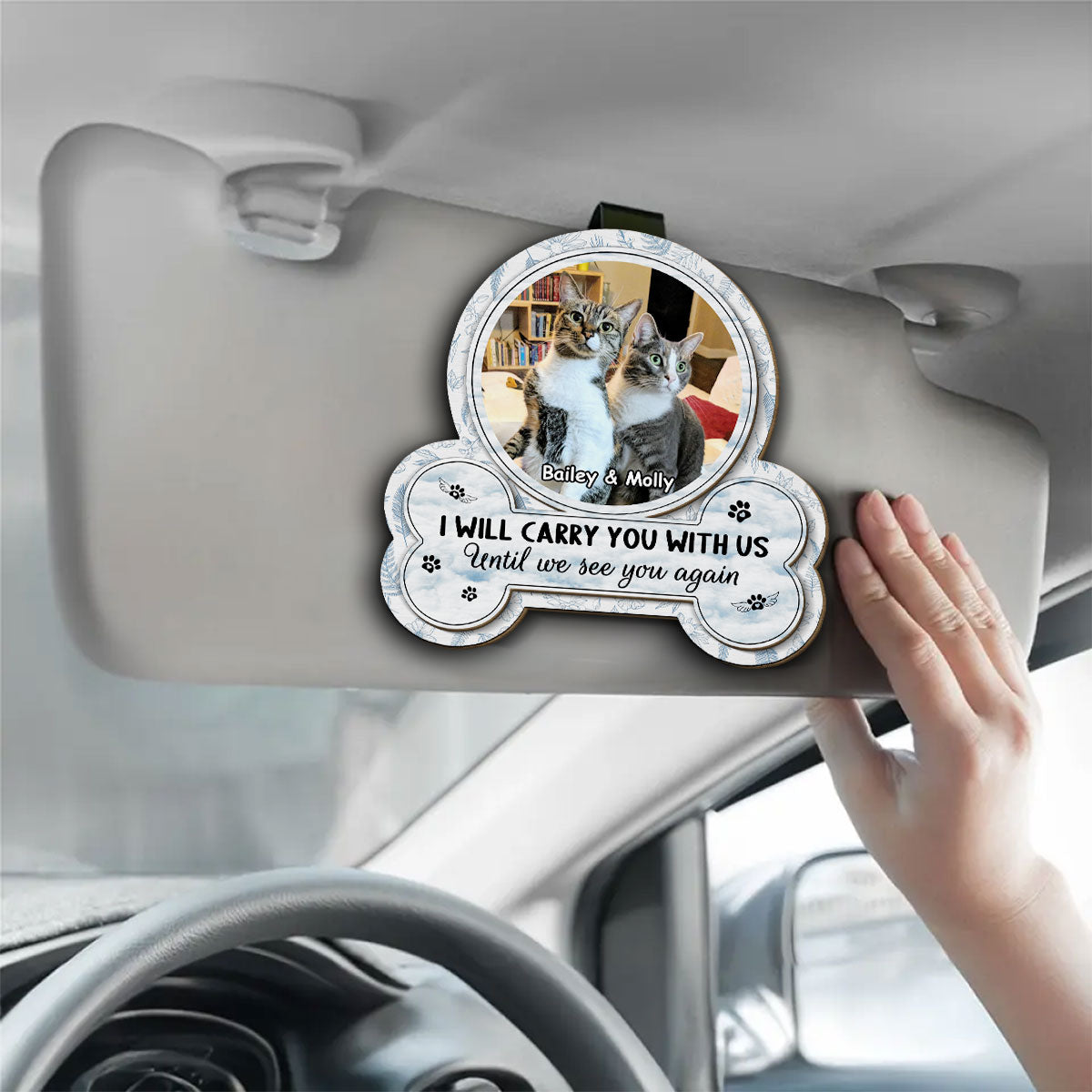 I Will Carry My Cat With Me Photo - Personalized Car Visor Clip