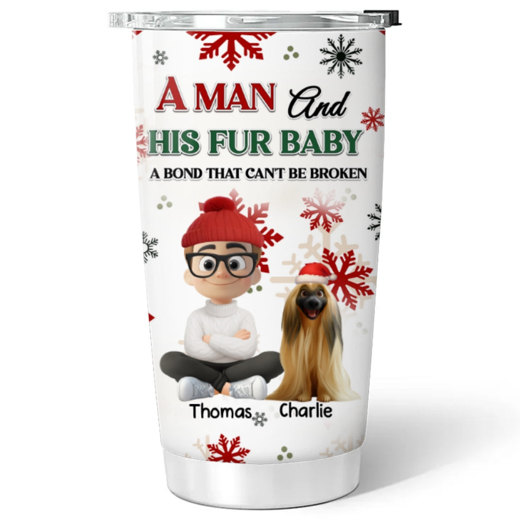Custom Christmas Birthday Gifts For Pet Dad, Pet Lovers • A Man And His Pet Love Christmas - Personalized Tumbler